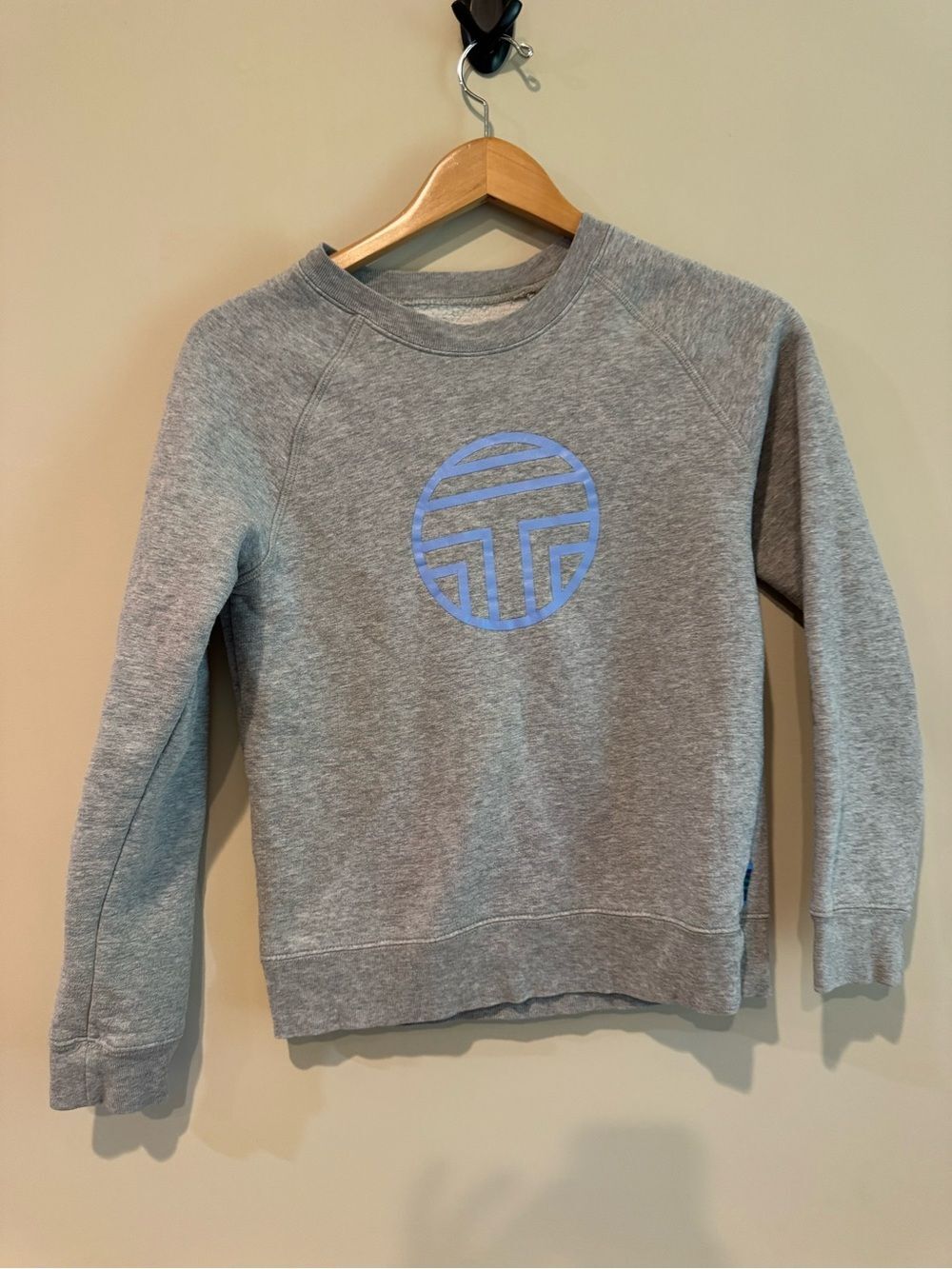 Tory Sport Gray Crewneck Sweatshirt with Light Blue Logo